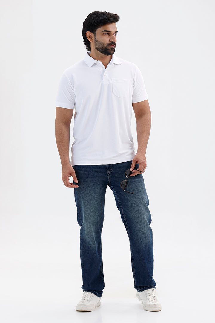 Premium Pure Snow White Polo Neck T-Shirt for Men
