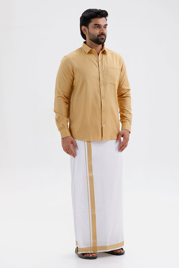 Majestic Rich Gold Ethnic Wear Shirt and Dhoti Set