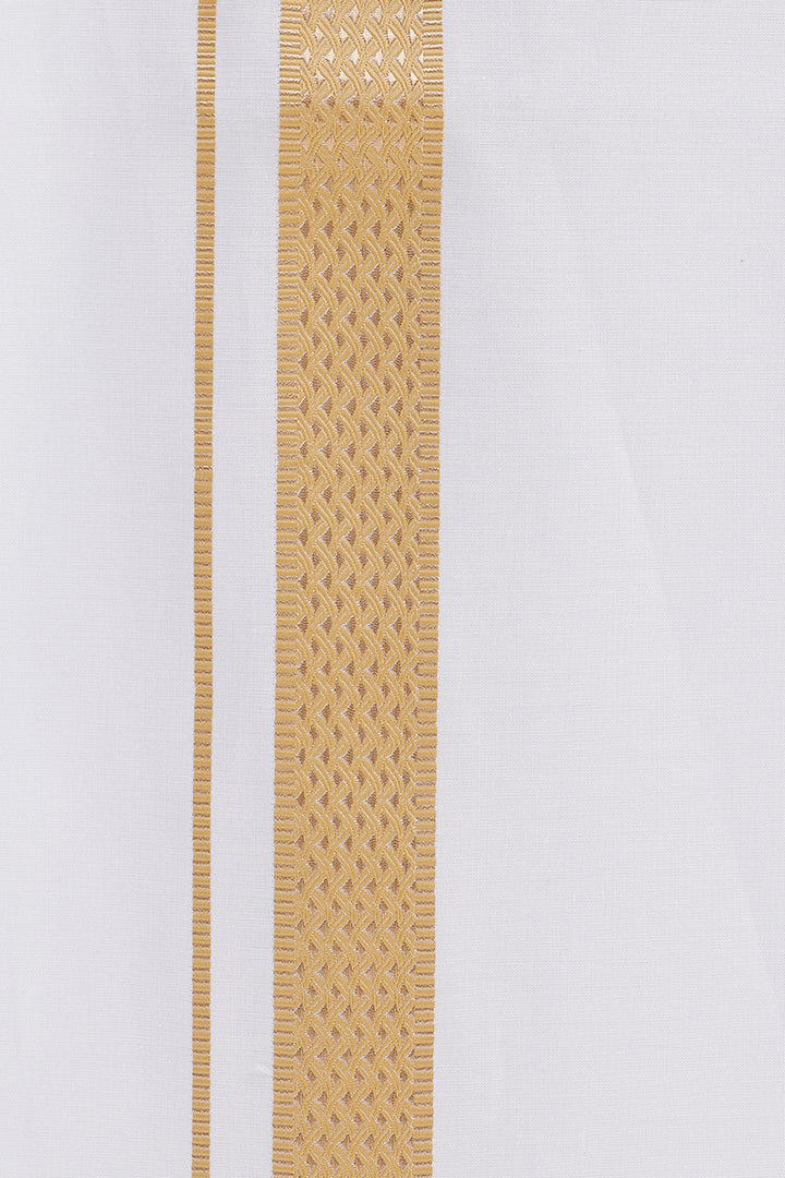 Rich Gold Matching Shirt with Fancy Border Dhoti for Men