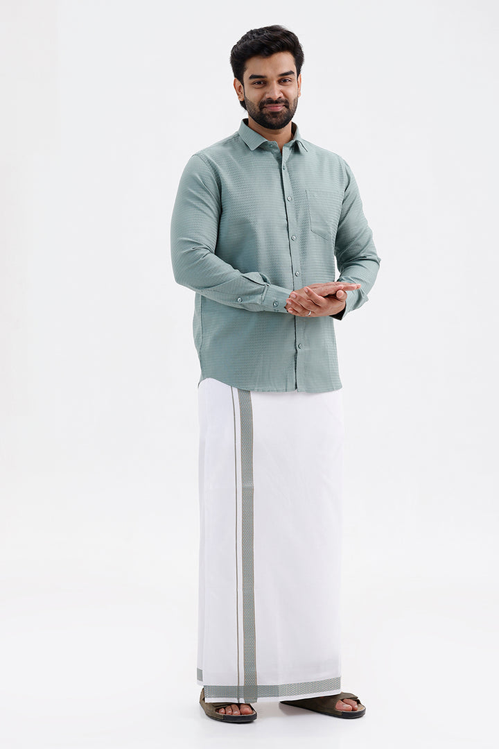 Majestic Sage Green Ethnic Wear Shirt and Dhoti Set