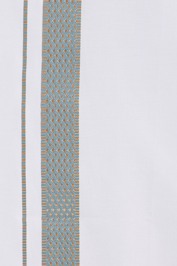 Sage Green Matching Shirt with Fancy Border Dhoti for Men