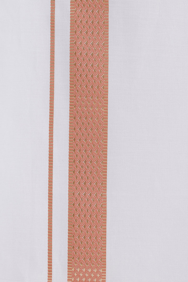 Copper Orange Matching Shirt with Fancy Border Dhoti for Men