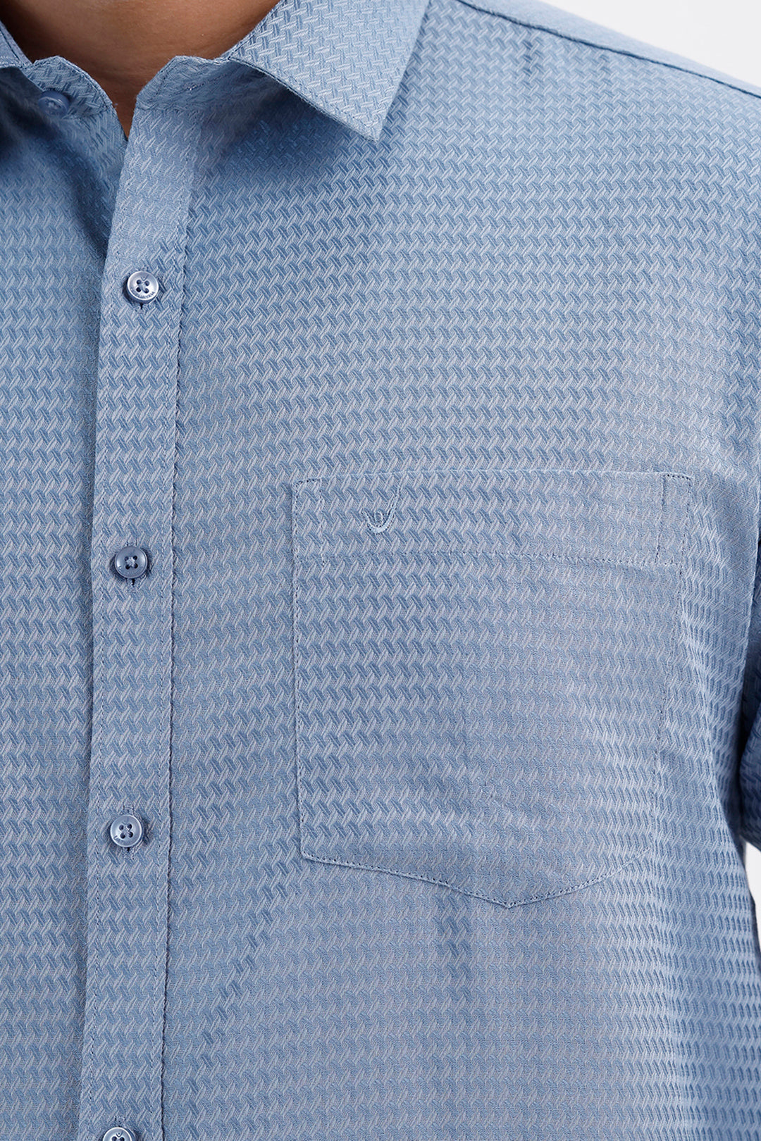 Uathayam Majestic Denim Blue Traditional Shirt and Dhoti Combo