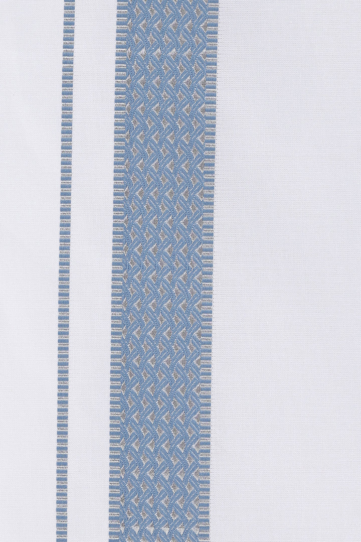 Denim Blue Matching Shirt with Fancy Border Dhoti for Men