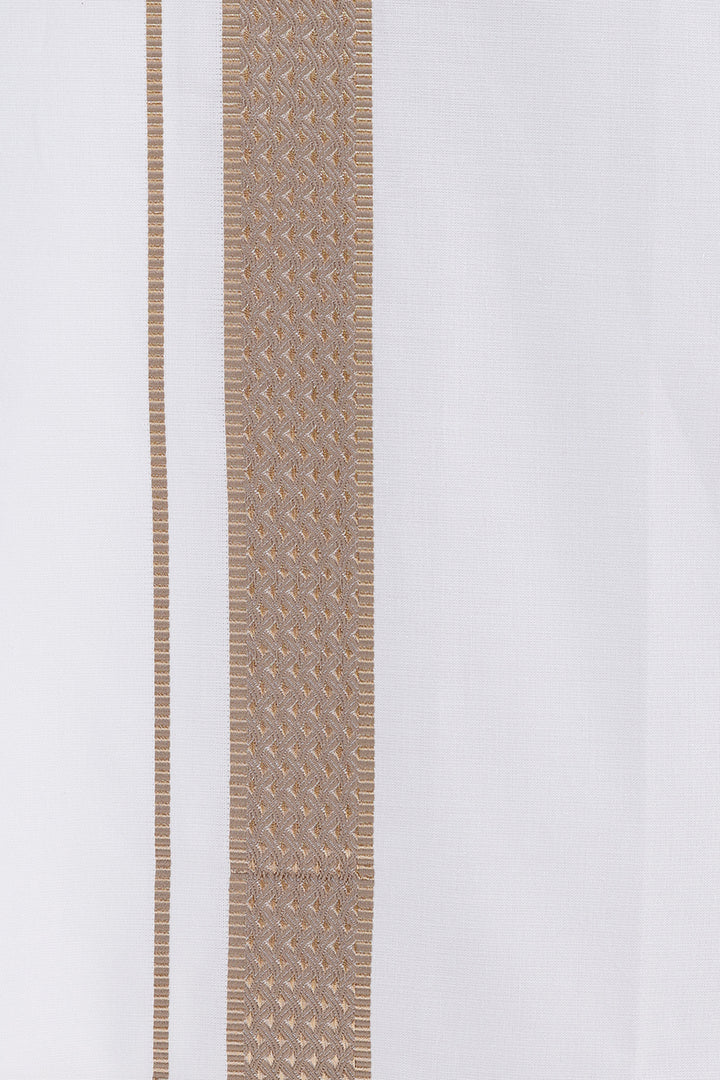 Sand Beige Matching Shirt with Fancy Border Dhoti for Men