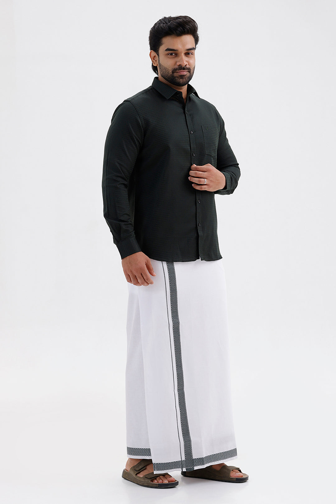 Majestic Deep Green Ethnic Wear Shirt and Dhoti Set