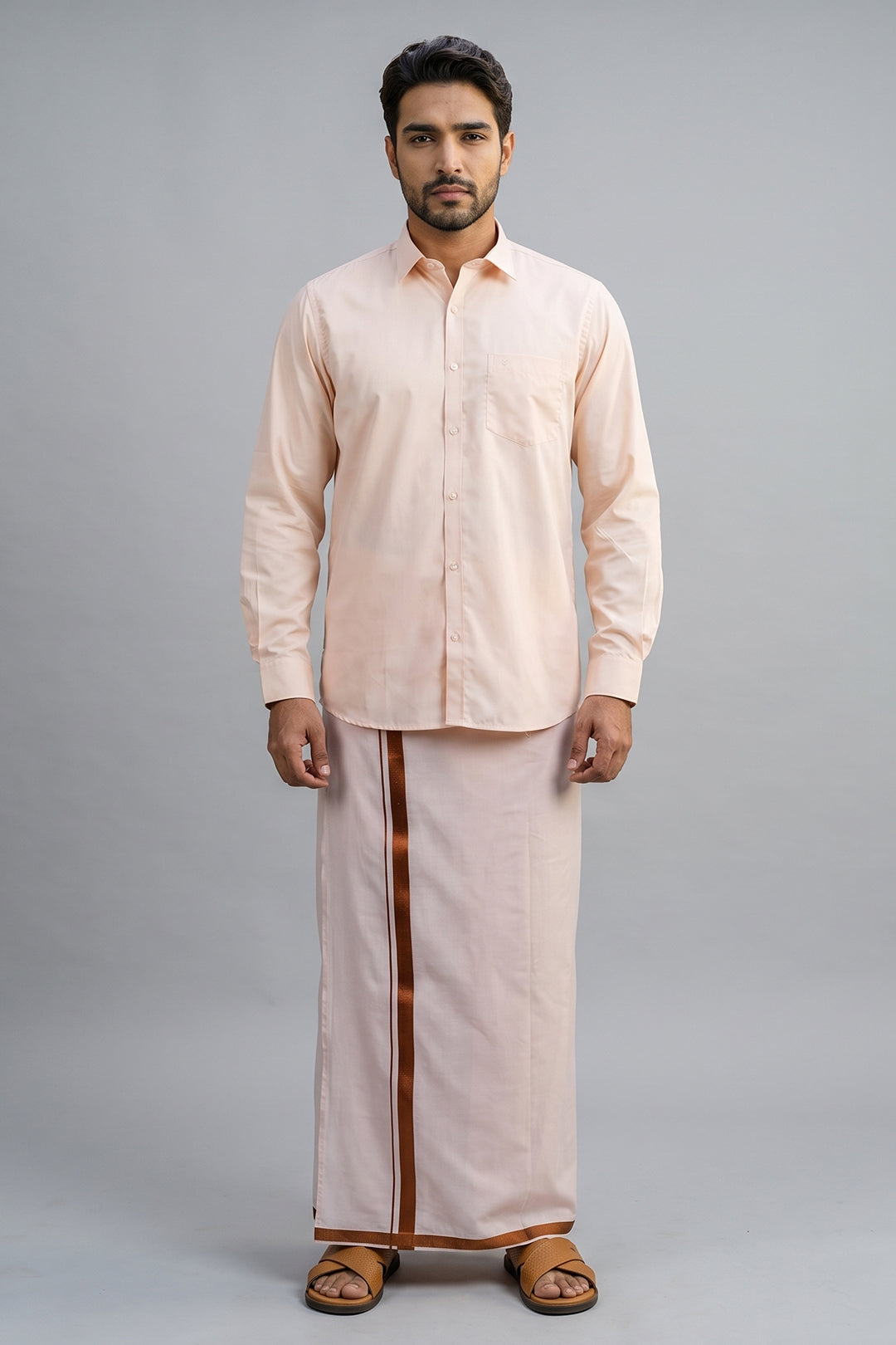 Uathayam Mangalam Copper Shirt and Dhoti 2-in-1 Set for Men