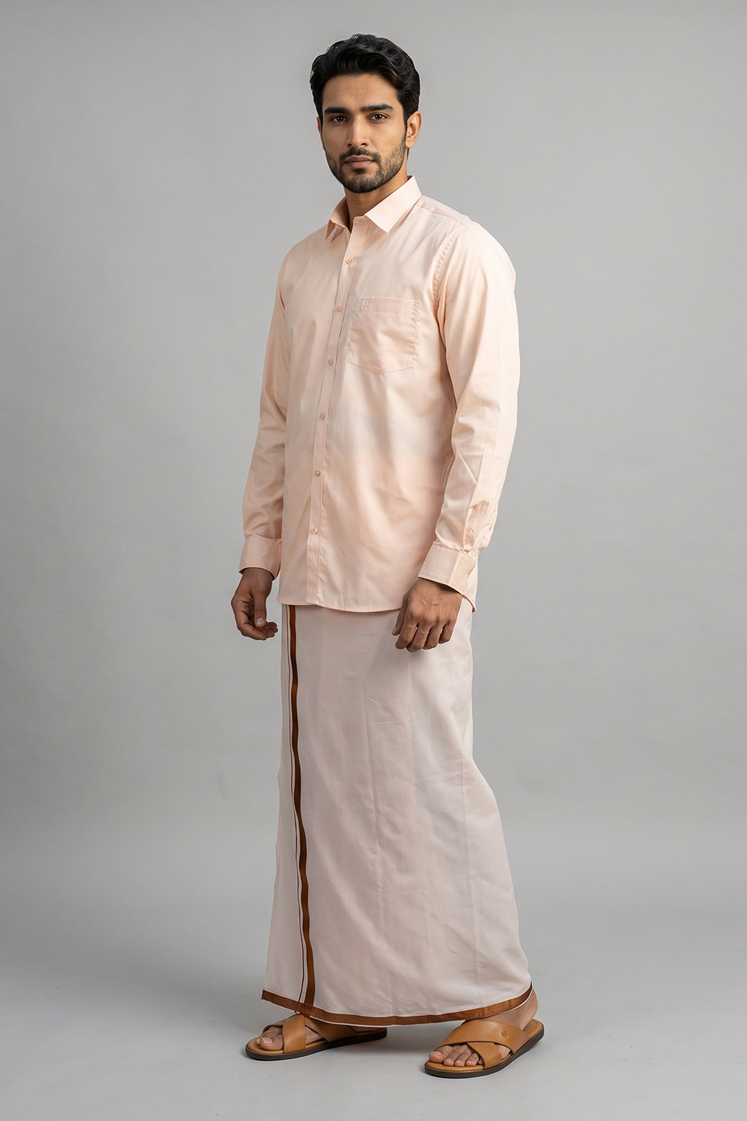 Elegant Copper Shirt with Dhoti Ethnic Wear Combo for Men