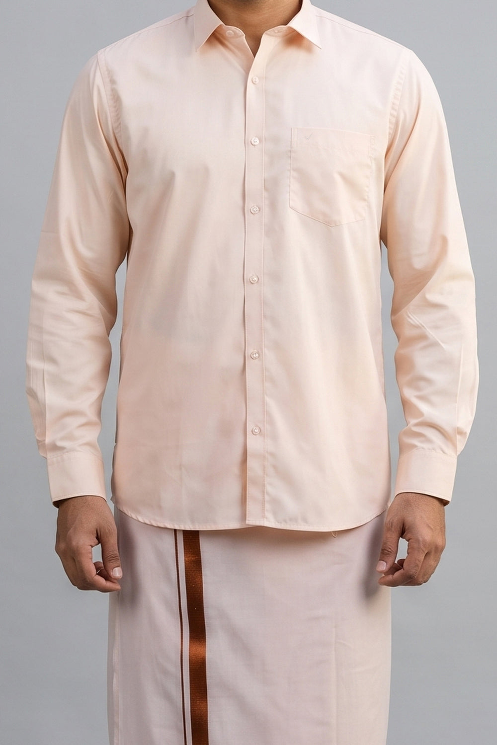 Uathayam Men's Copper Shirt and Dhoti Traditional Wear Set