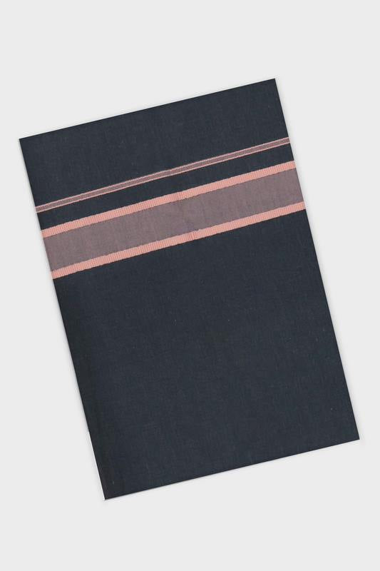 Nathan - Dark Cement Single Dhoti With Assorted Border Colors For Men | Uathayam