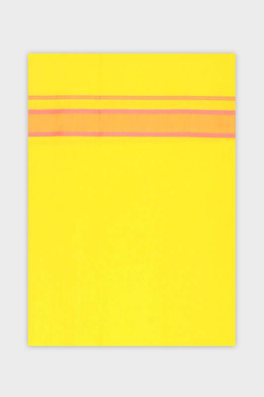 Nathan - Yellow Single Dhoti With Assorted Border Colors For Men | Uathayam