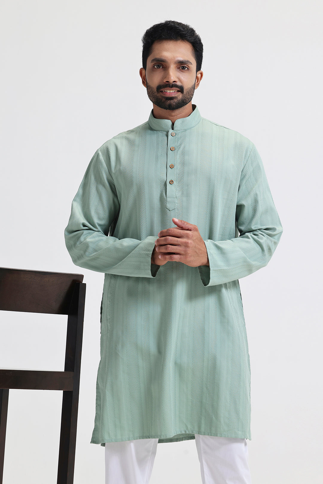 Mint green cotton kurta for men