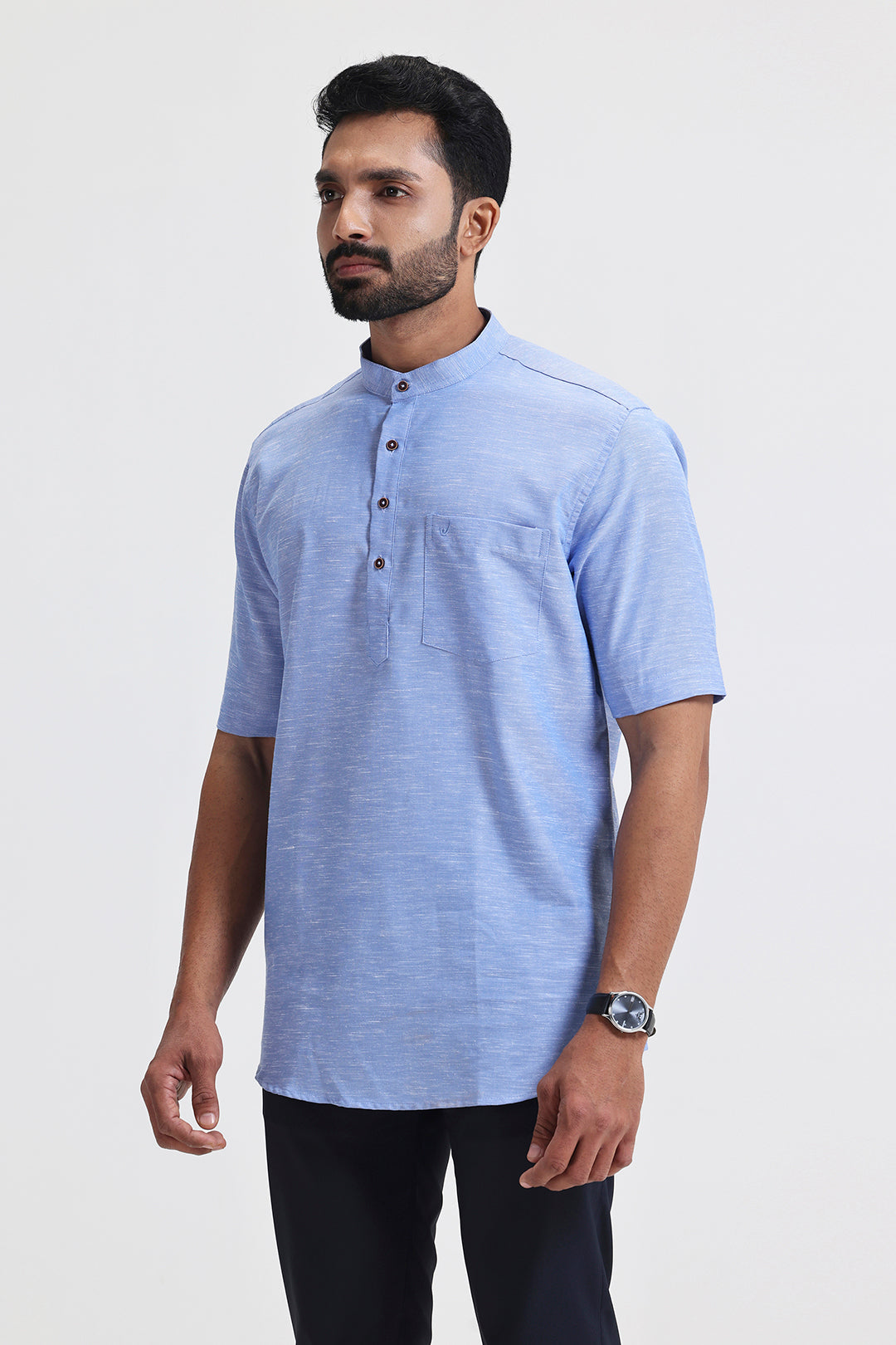 Vibe - Sky Blue Short Kurta For Mens | Uathayam