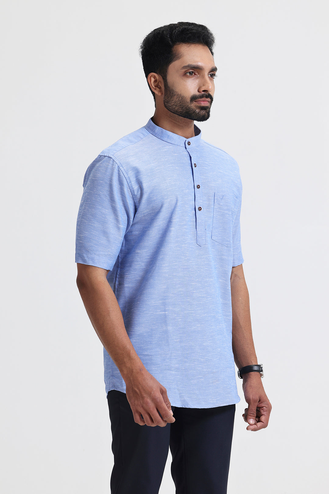 Vibe - Sky Blue Short Kurta For Mens | Uathayam