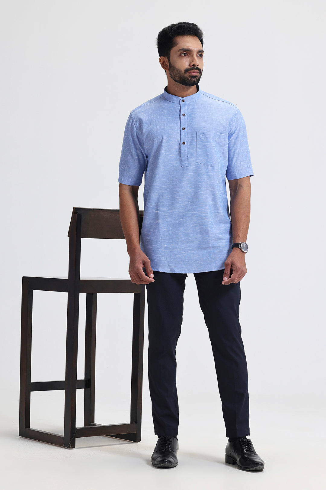Vibe - Sky Blue Short Kurta For Mens | Uathayam