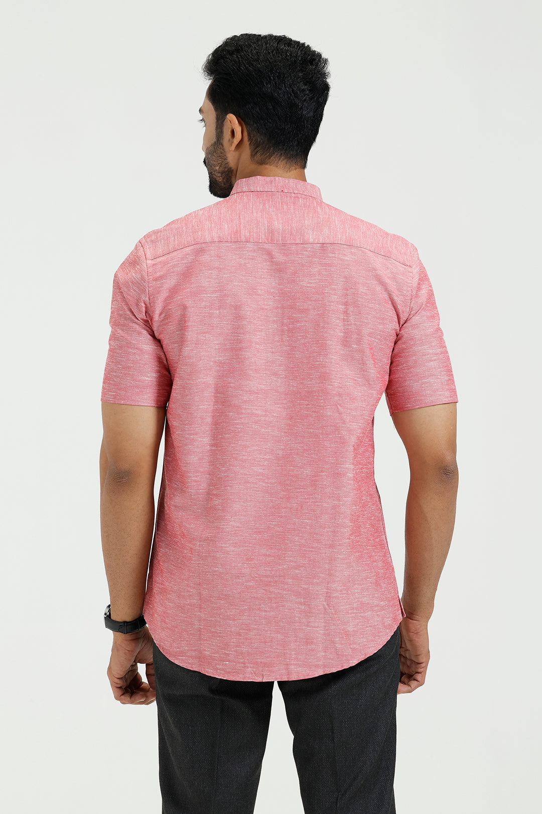Light raspberry casual kurta for men by Uathayam
