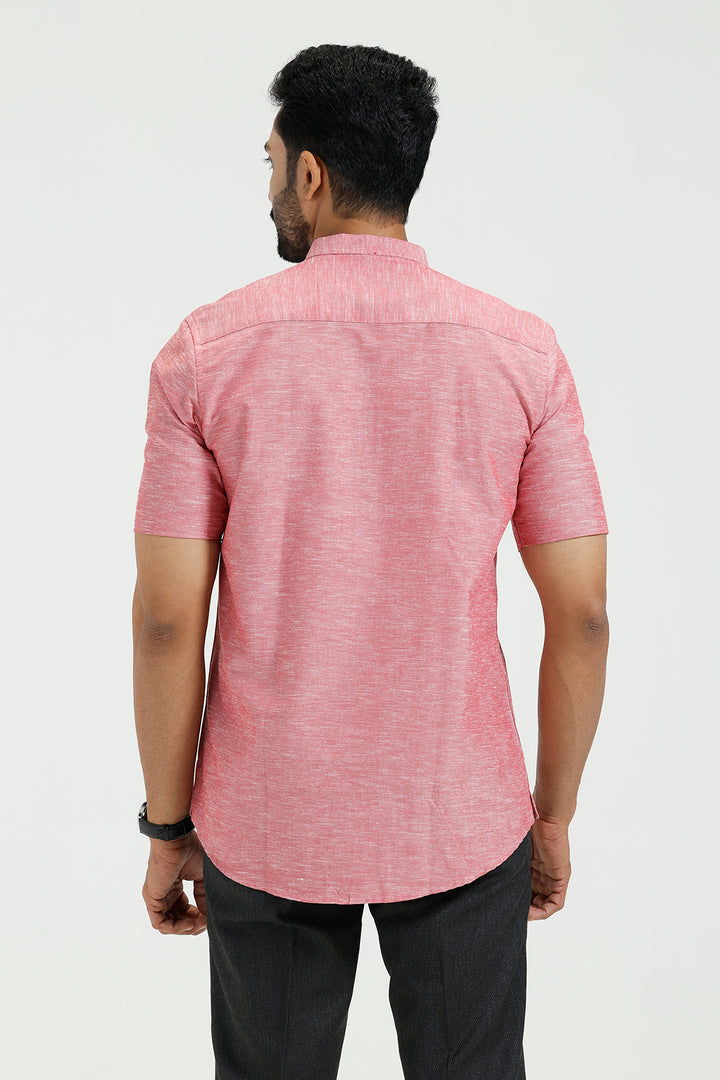 Light raspberry casual kurta for men by Uathayam