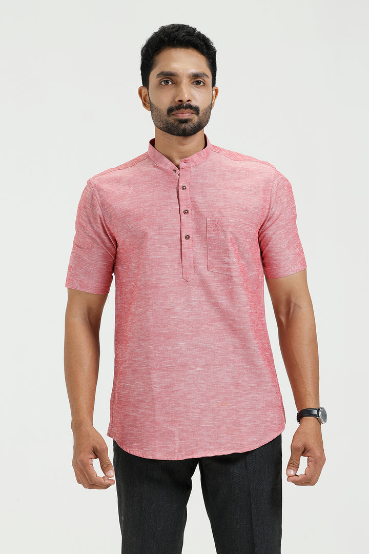 Uathayam light raspberry short kurta for men