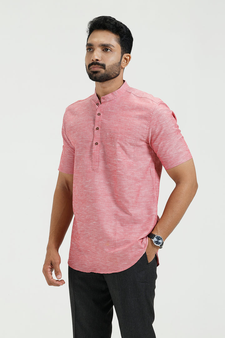 Men’s short kurta in light raspberry color