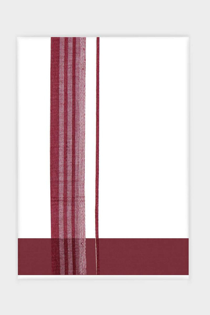 Pleasant Navya - Maroon Smooth Cotton Double Dhoti With Fancy Borders | Uathayam