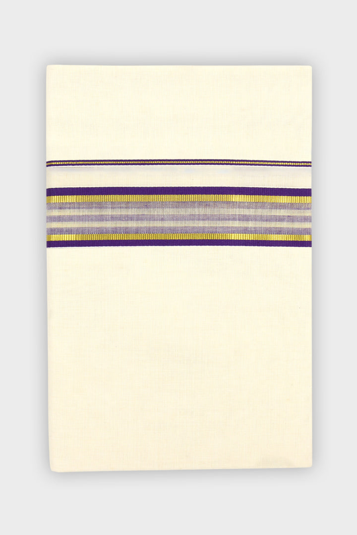 Men's Salomon Korra Purple Double Layered Fancy Border Dhoti