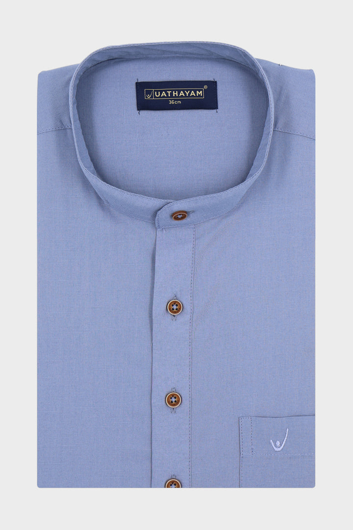 Metro Dusk Blue Short Kurta for Men | Uathayam