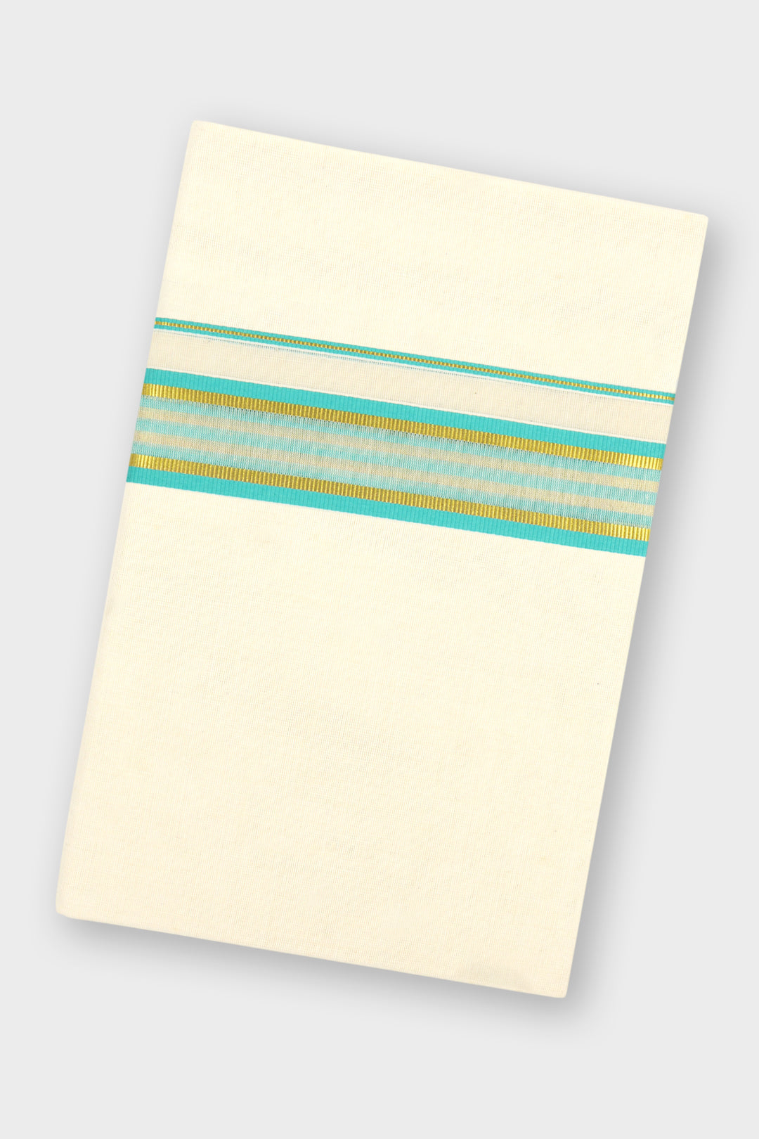 Sea Green Blue Double Layered Dhoti with Fancy Borders for Men