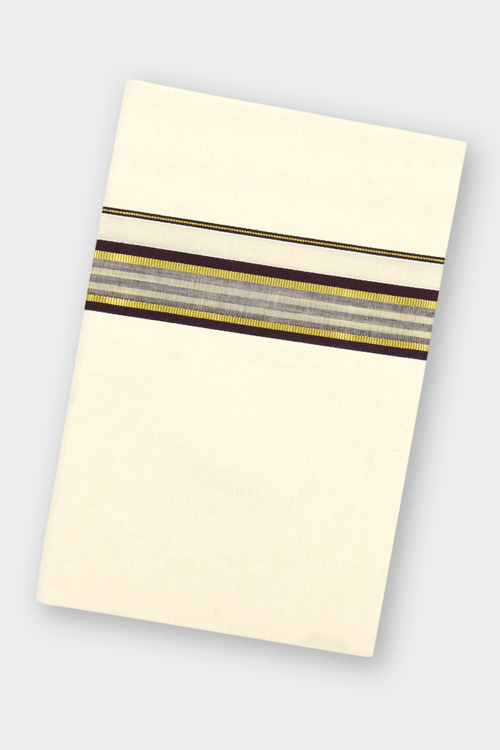Brown Double Layered Dhoti with Fancy Borders for Men