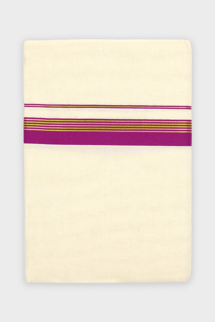 Ruby Wine Double Layered Dhoti with Fancy Borders for Men