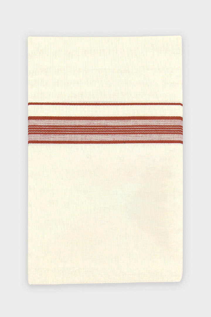 Russet Red Double Layered Dhoti with Fancy Borders for Men