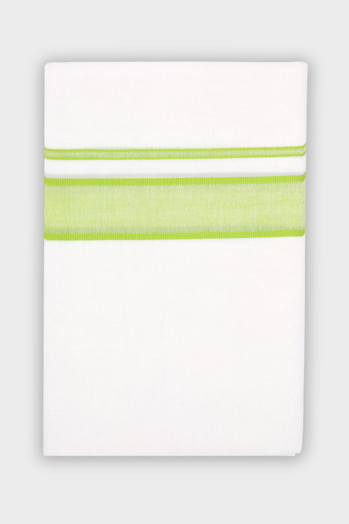 Men's Parrot Green Fancy Border Double Layered Veshti by Uathayam