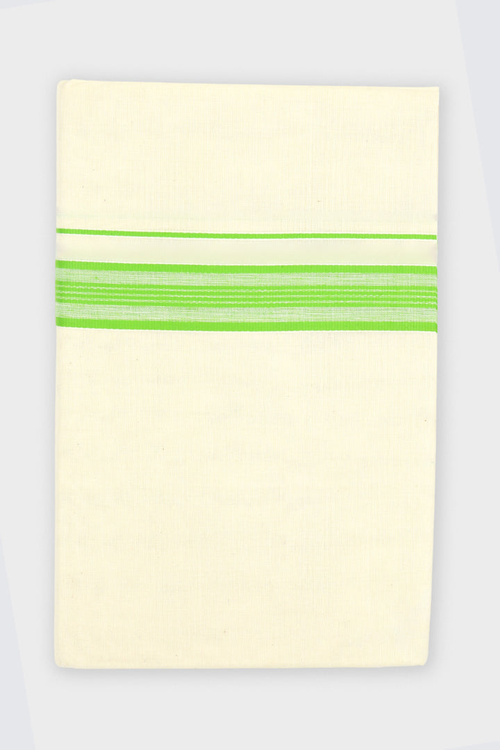 Men's Mahadev Korra Parrot Green Double Layered Fancy Border Dhoti