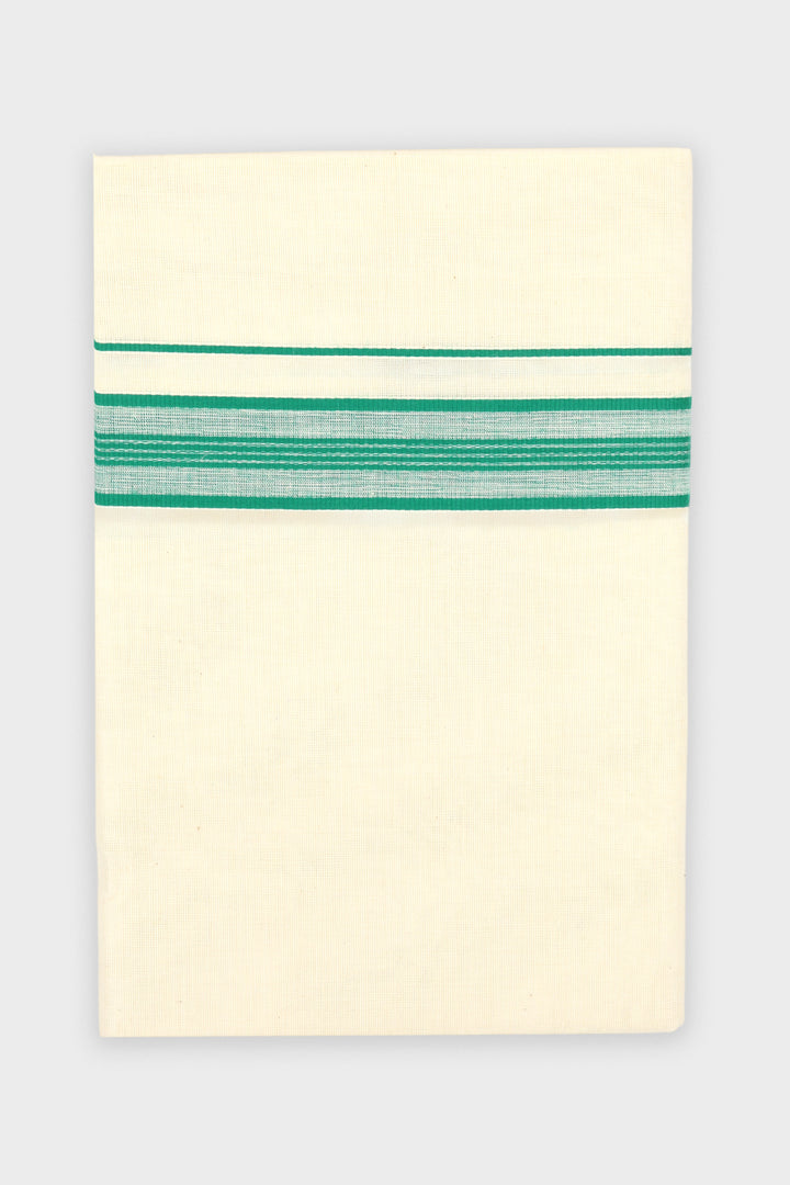 Men's Mahadev Korra Emerald Green Double Layered Fancy Border Dhoti
