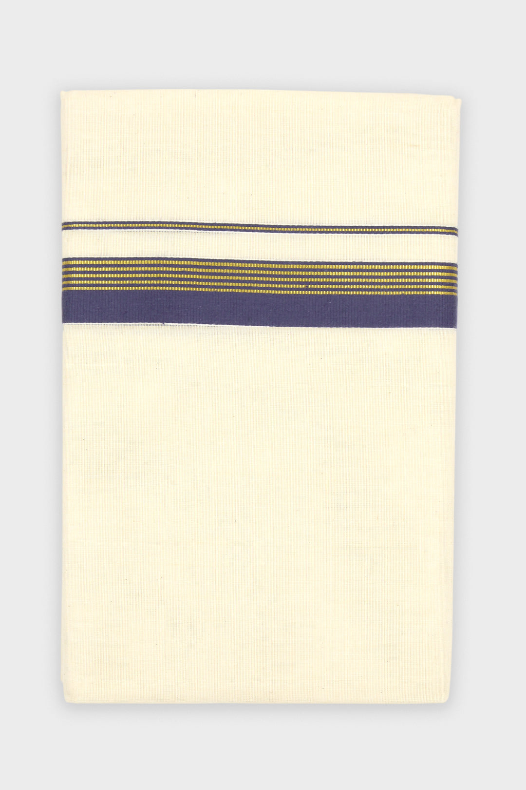 Men's Harshad Korra Midnight Navy Double Layered Fancy Border Dhoti