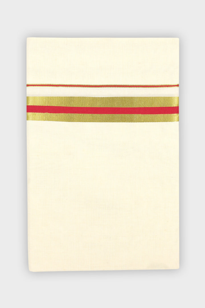 Red Double Layered Dhoti with Fancy Borders for Men