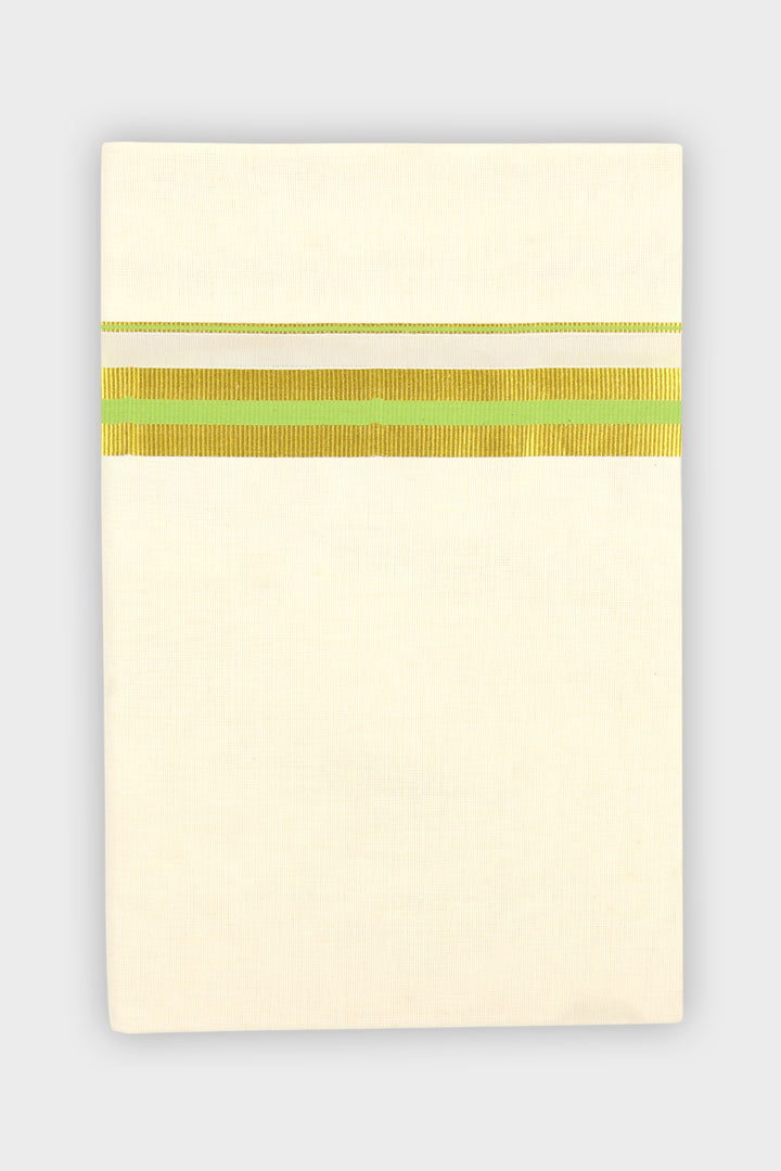 Men's Unesco Korra Lime Green Double Layered Fancy Border Dhoti