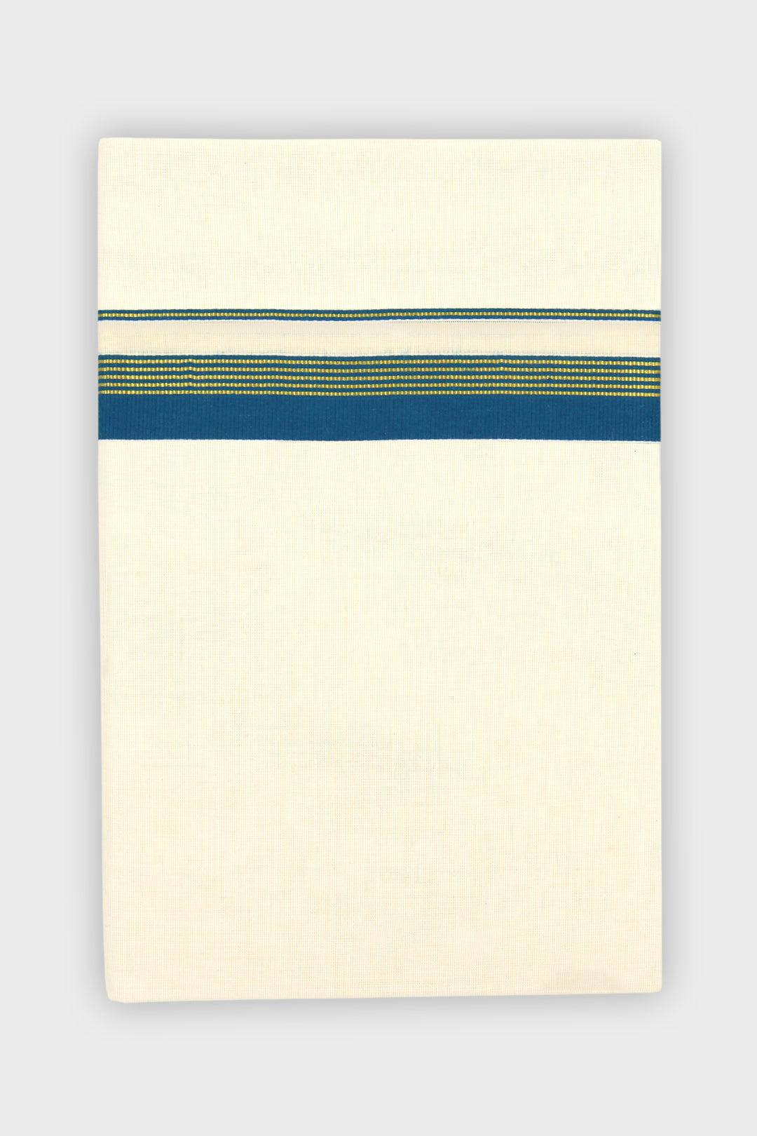 Peacock Blue Double Layered Dhoti with Fancy Borders for Men