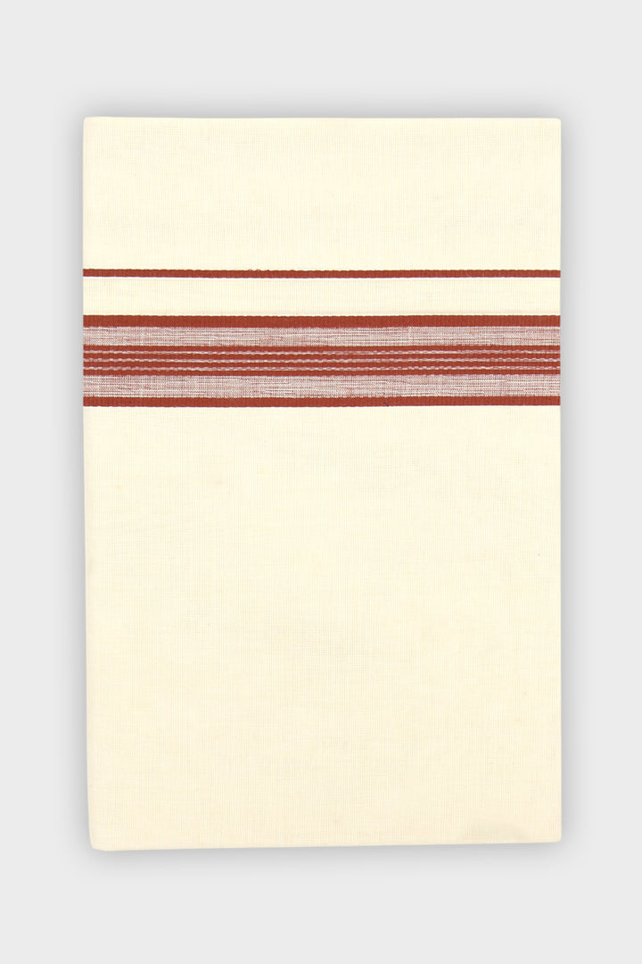 Men's Mahadev Korra Russet Red Double Layered Fancy Border Dhoti