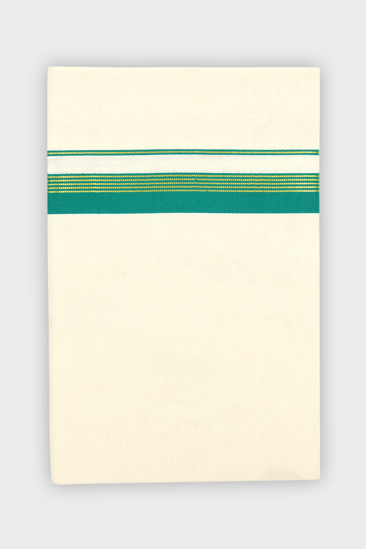 Emerald Green Double Layered Dhoti with Fancy Borders for Men
