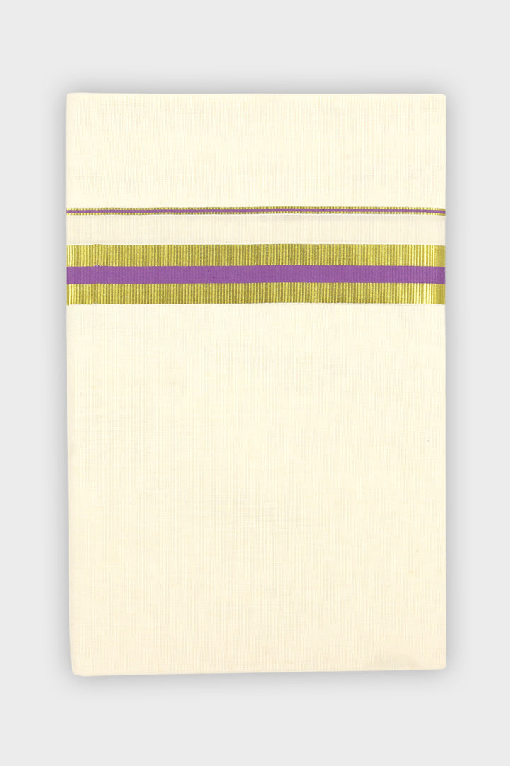 Purple Double Layered Dhoti with Fancy Borders for Men
