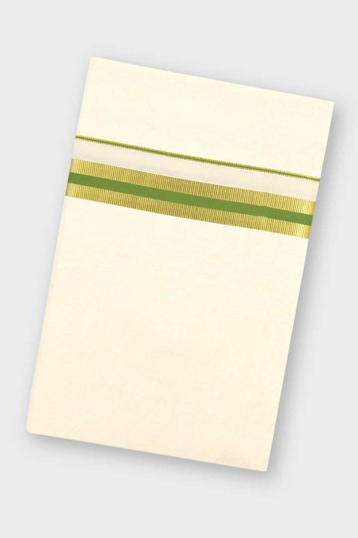 Mehendi Green Double Layered Dhoti with Fancy Borders for Men
