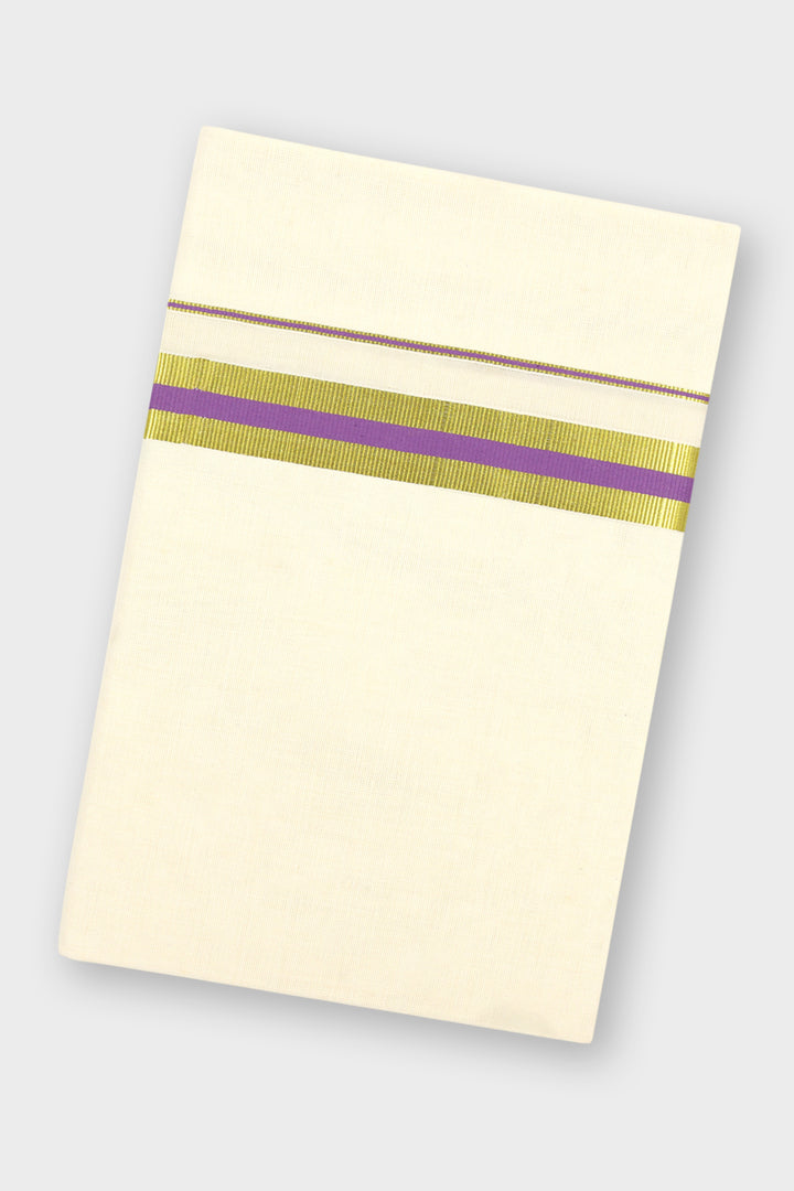 Men's Unesco Korra Purple Double Layered Fancy Border Dhoti