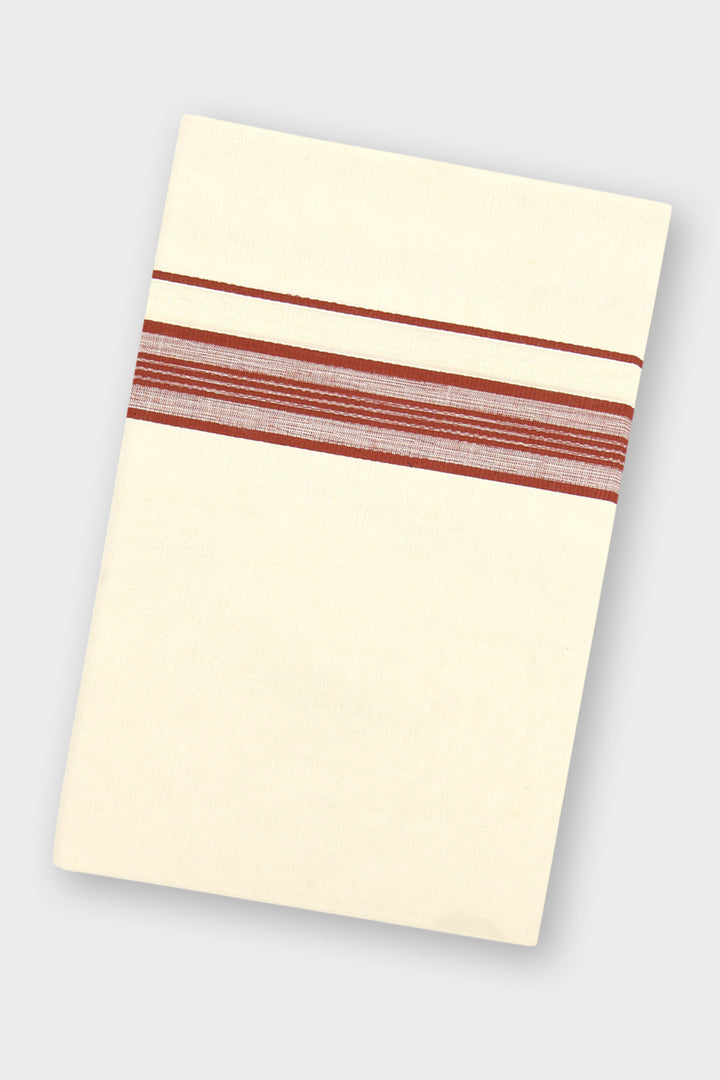 Russet Red Double Layered Dhoti with Fancy Borders for Men
