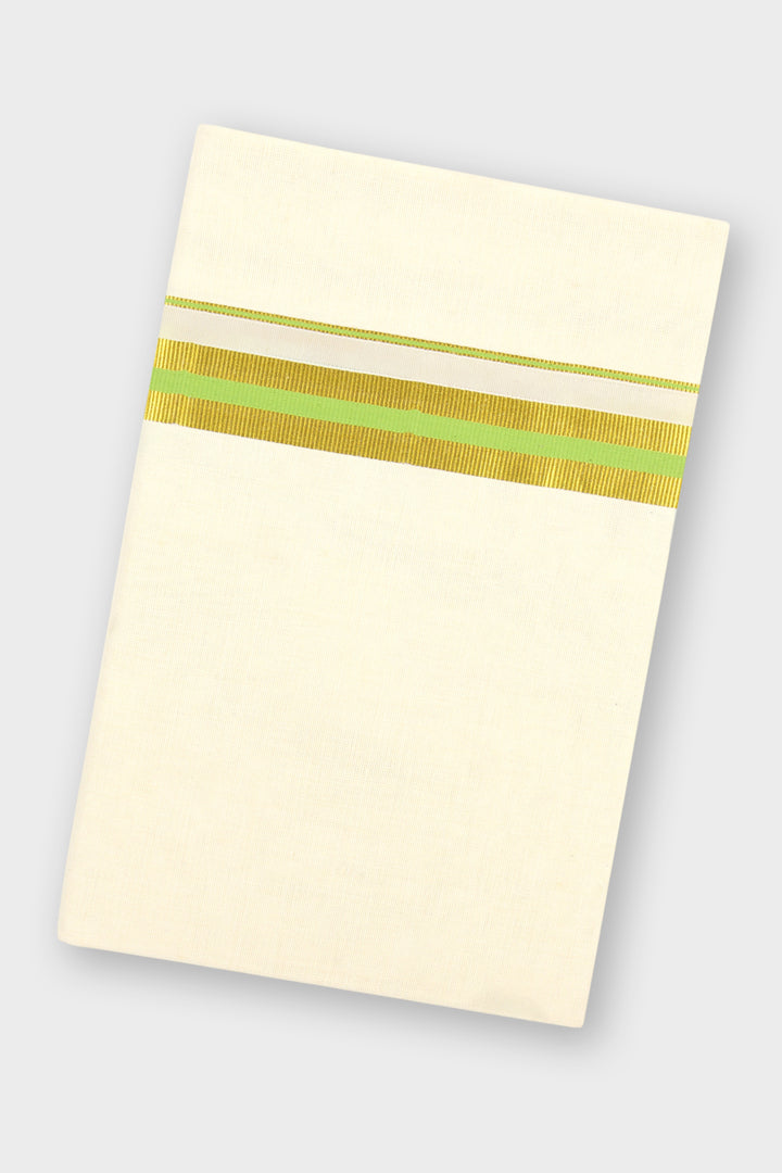 Lime Green Double Layered Dhoti with Fancy Borders for Men