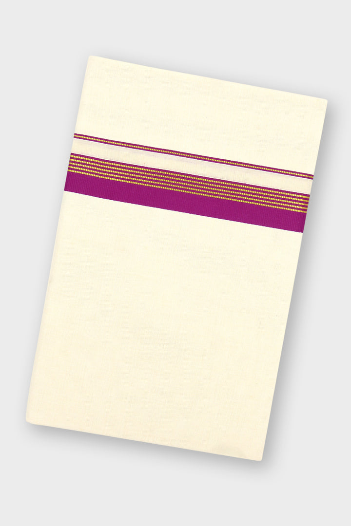 Ruby Wine Double Layered Dhoti with Fancy Borders for Men