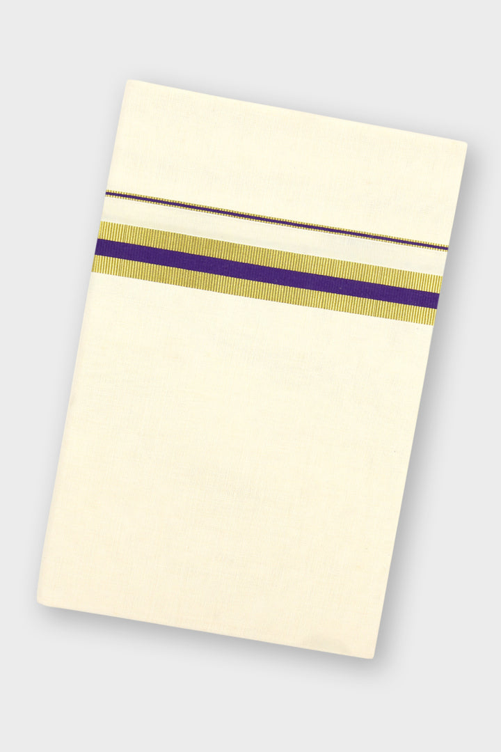 Midnight Violet Double Layered Dhoti with Fancy Borders for Men