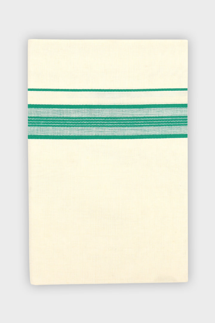 Men's Mahadev Korra Emerald Green Double Layered Fancy Border Dhoti