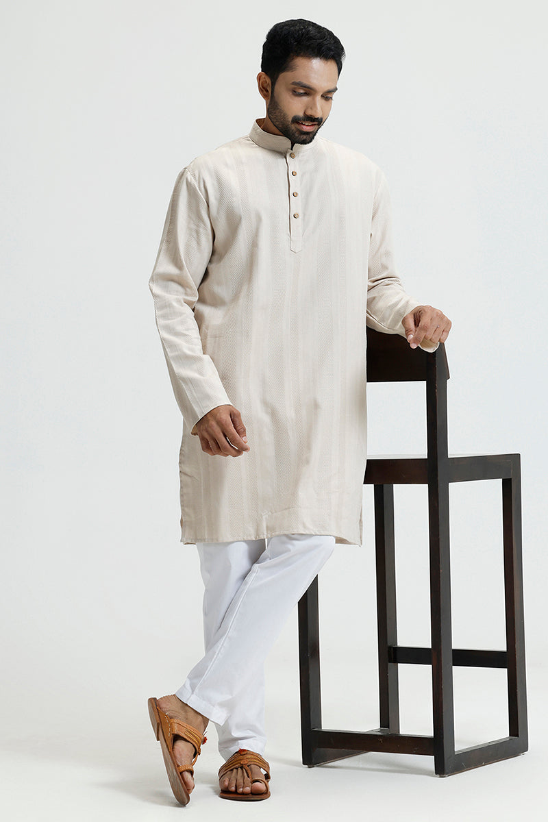 Comfortable beige kurta for festive occasions