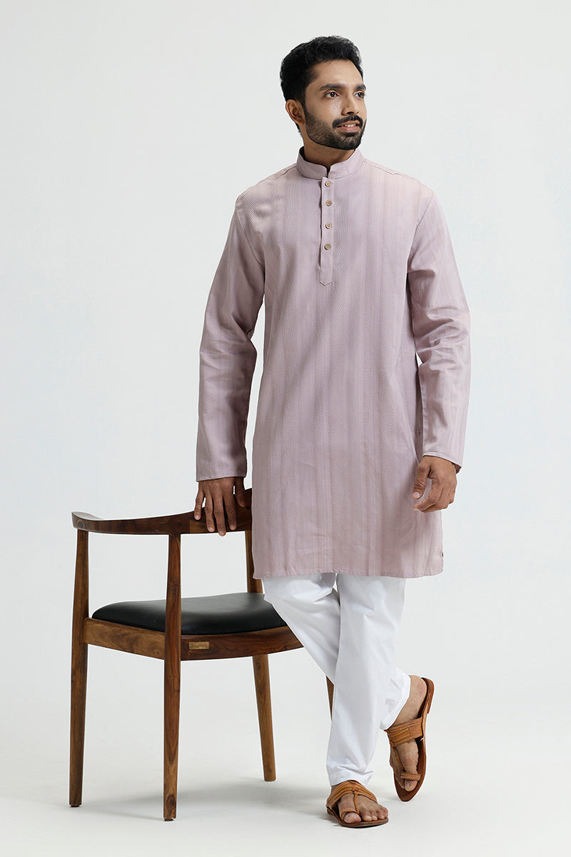 Lavender mandarin collar kurta for men