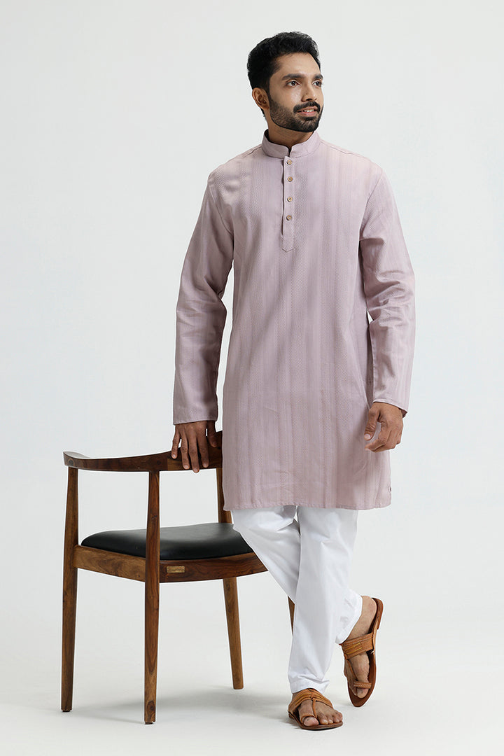 Lavender mandarin collar kurta for men